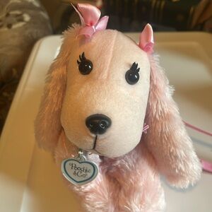 Poochie & Co  Girls Plush Dog Purse pink glitter Strap Bag